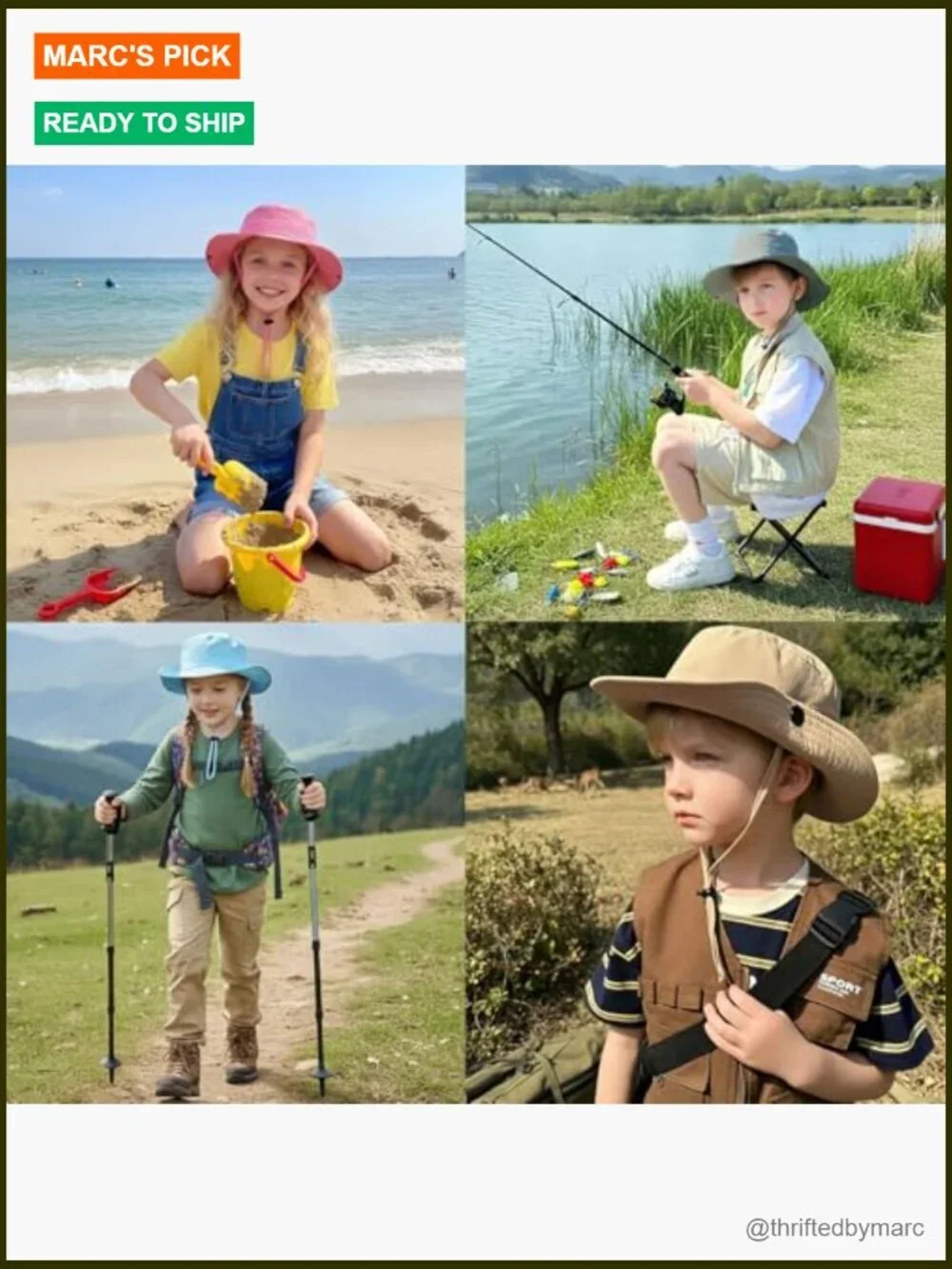 Wide Brim Sun Hat for Kids UPF 50+ Protection Bucket Hat 2 Pack